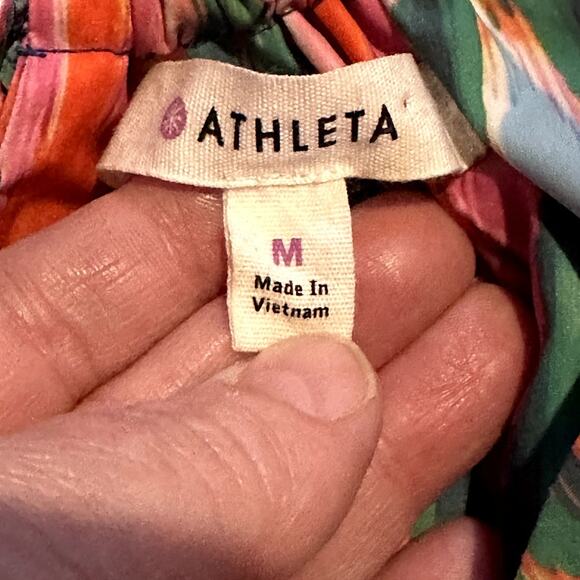 Athleta Ikat Martinique Dress Sleeveless Size Medium Multi Color Tassel Tie Back - Picture 7 of 9